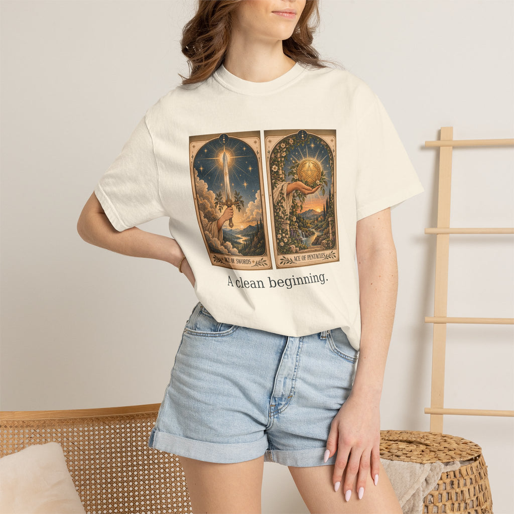 A clean beginning - The Card Ahead Comfort Colors 1717 graphic T-shirt