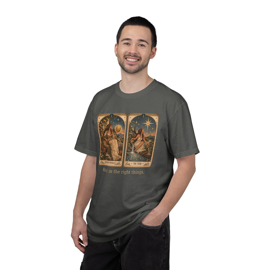 Rich in the right things - The Card Ahead Comfort Colors 1717 graphic T-shirt