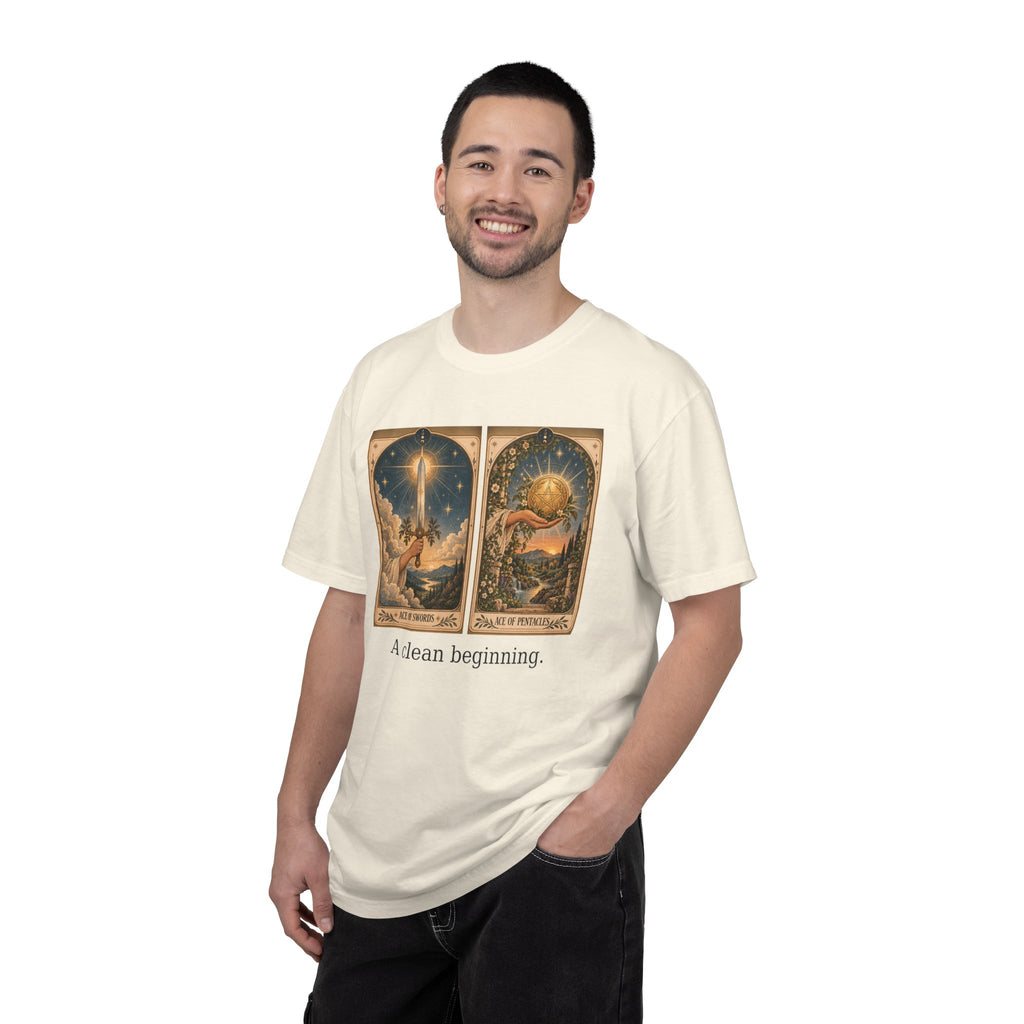 A clean beginning - The Card Ahead Comfort Colors 1717 graphic T-shirt