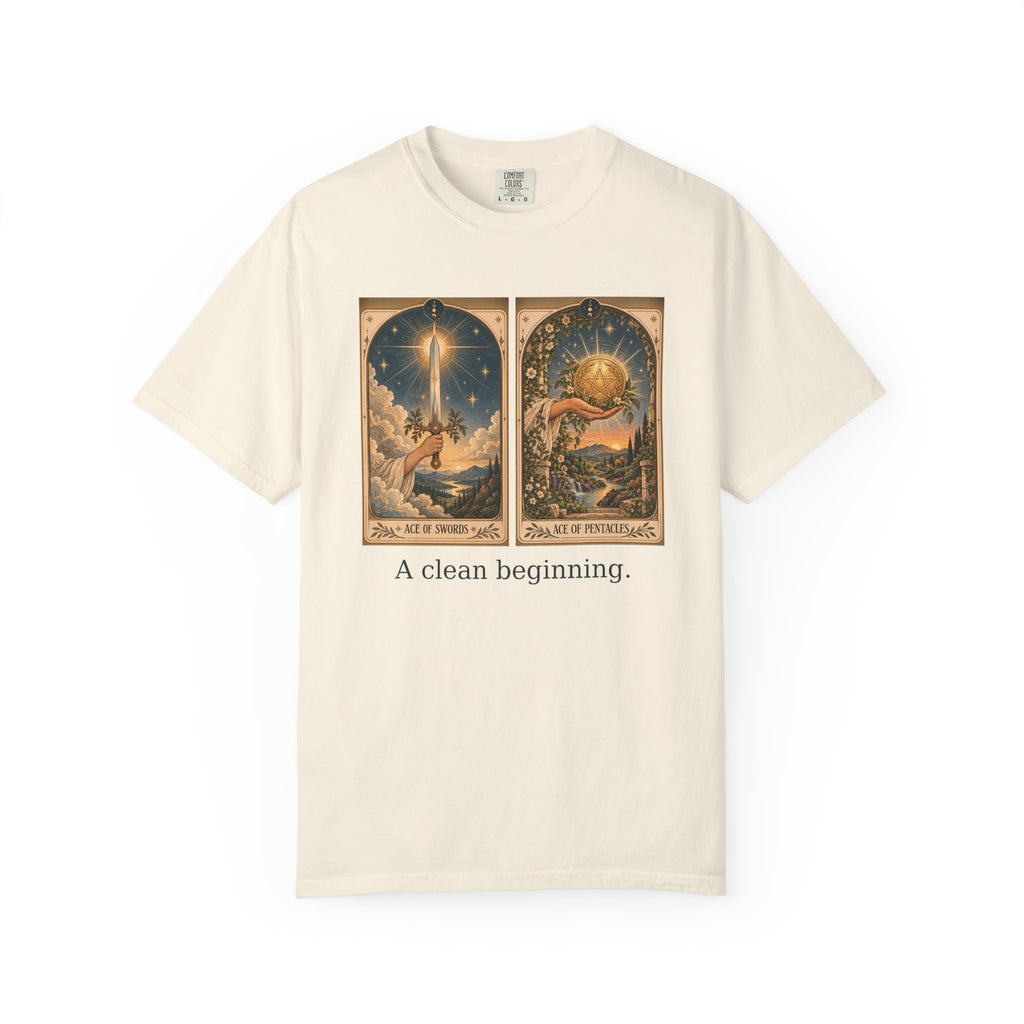 A clean beginning - The Card Ahead Comfort Colors 1717 graphic T-shirt